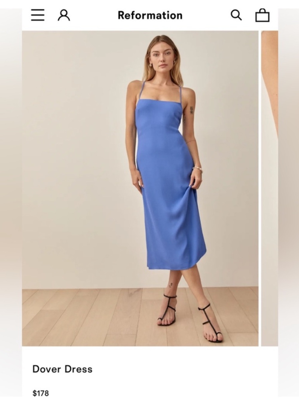 Reformation Dover Midi Slip Dress in Periwinkle